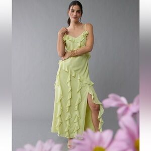 AE Asymmetrical Dress Ruffle Maxi Slip Dress